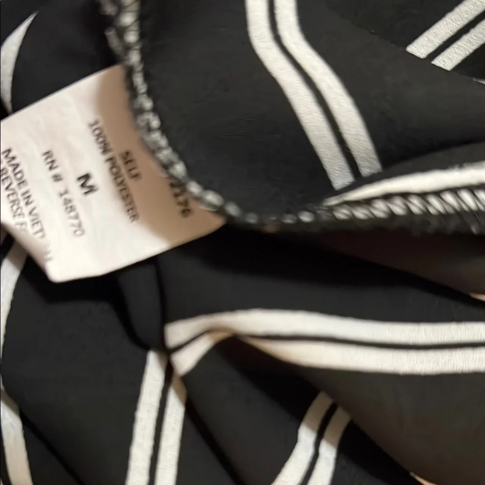 Sienna Sky Black and White Asymmetrical Tie Front Blouse - Picture 3 of 4